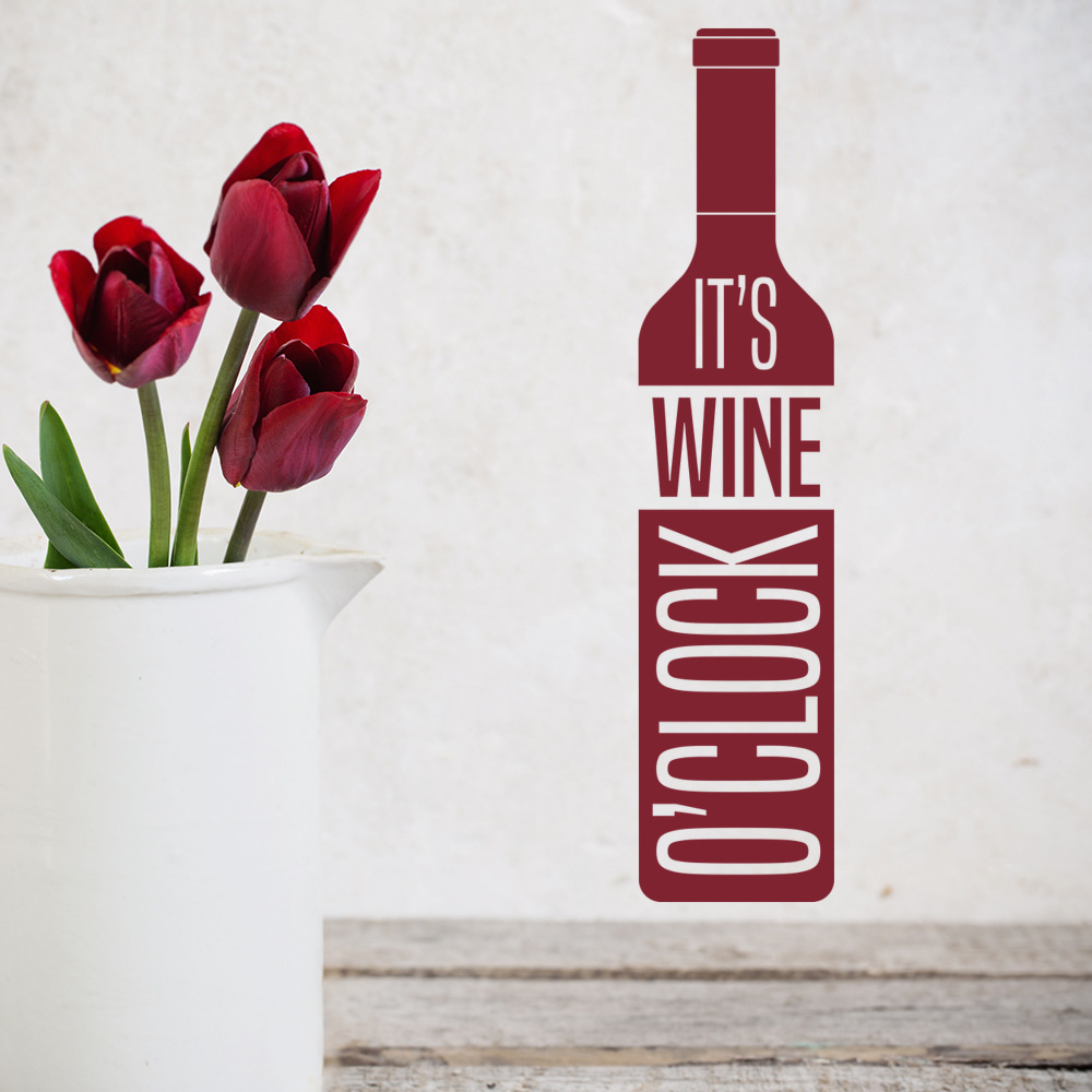 It's Wine O'Clock Alcohol Quote Wall Sticker