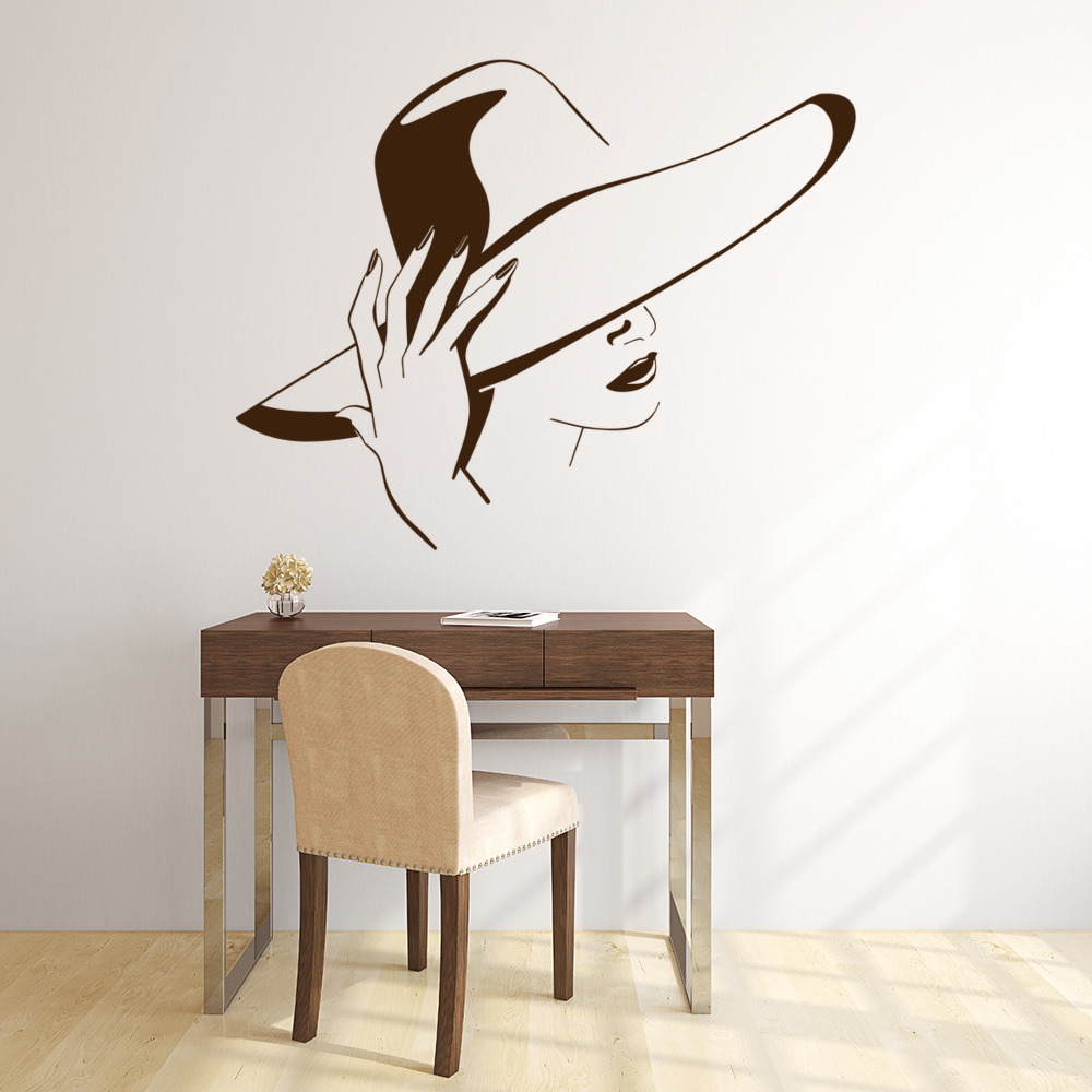 Lady In Hat Fashion Wall Sticker