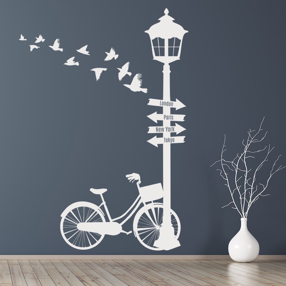 Lamp Post Signpost City Travel Wall Sticker