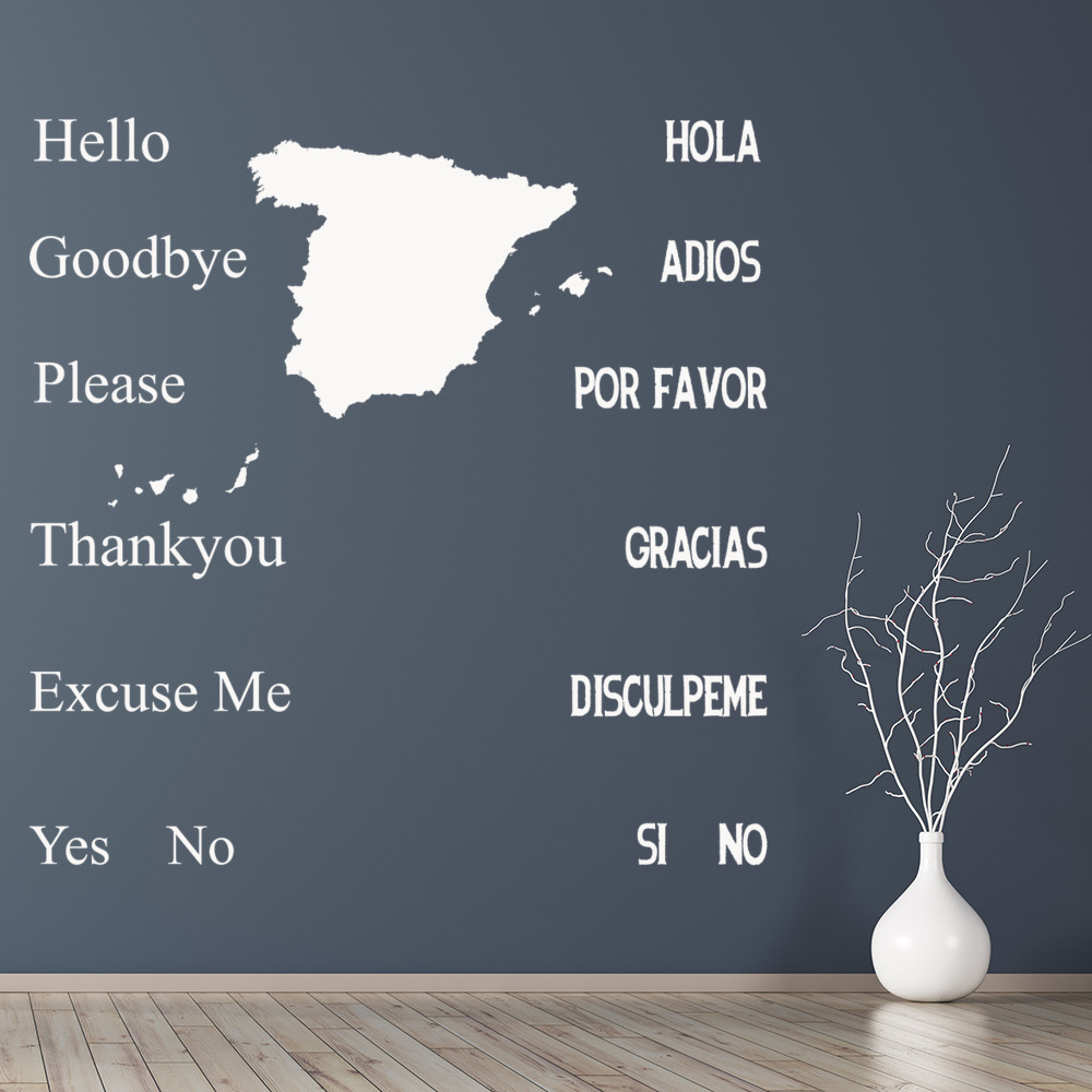 Language Basics Spanish School Education Wall Sticker