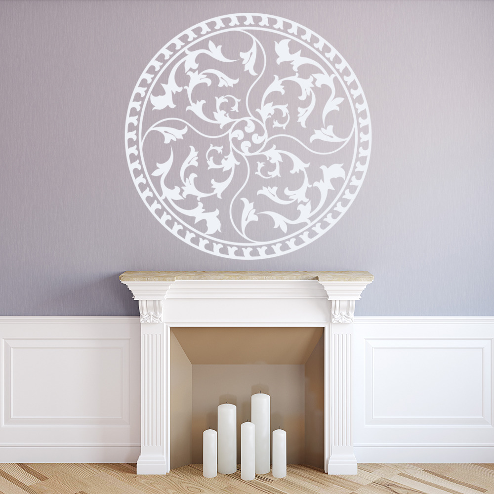 Leaf Pattern Circle Headboard Wall Sticker