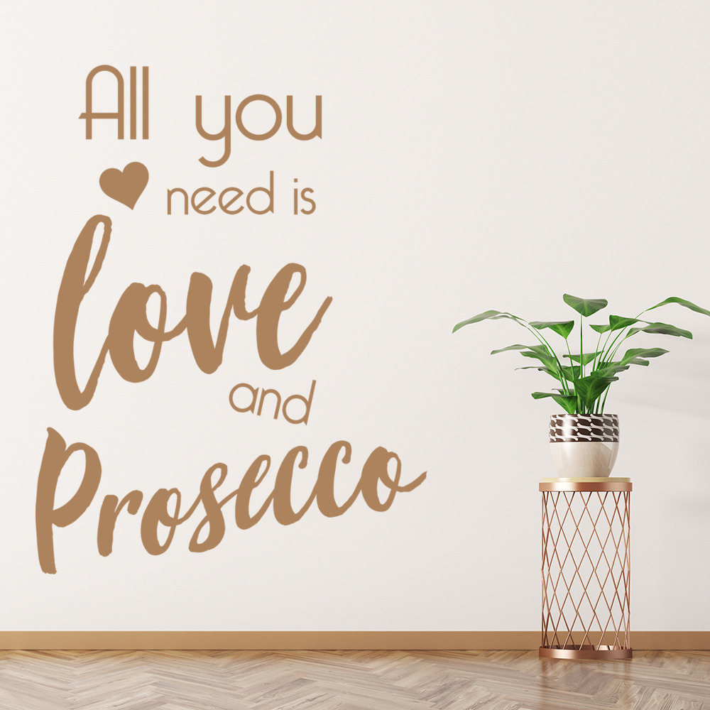 Love And Prosecco Alcohol Quote Wall Sticker