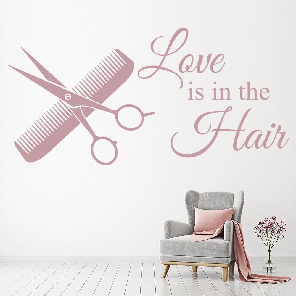 Love Is In The Hair Salon Scissors Wall Sticker