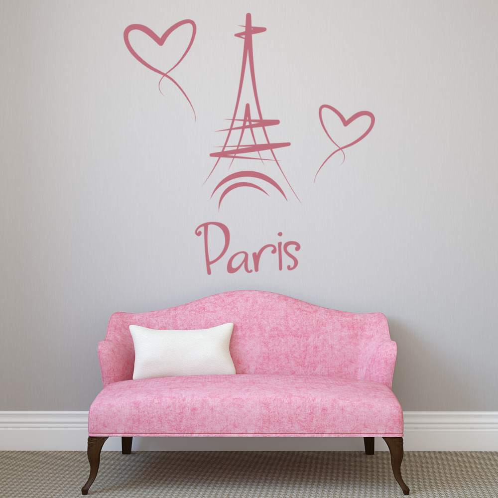 Love Paris Eiffel Tower Wall Sticker - Mod1
