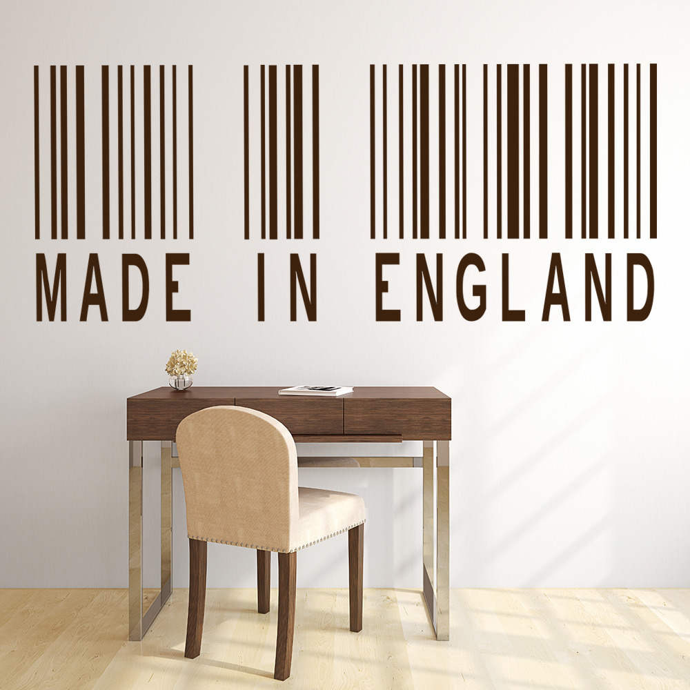 Made In England Barcode Wall Sticker
