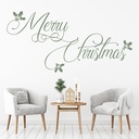 Merry Christmas Festive Holly Wall Sticker