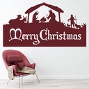 Merry Christmas Nativity Scene Wall Sticker