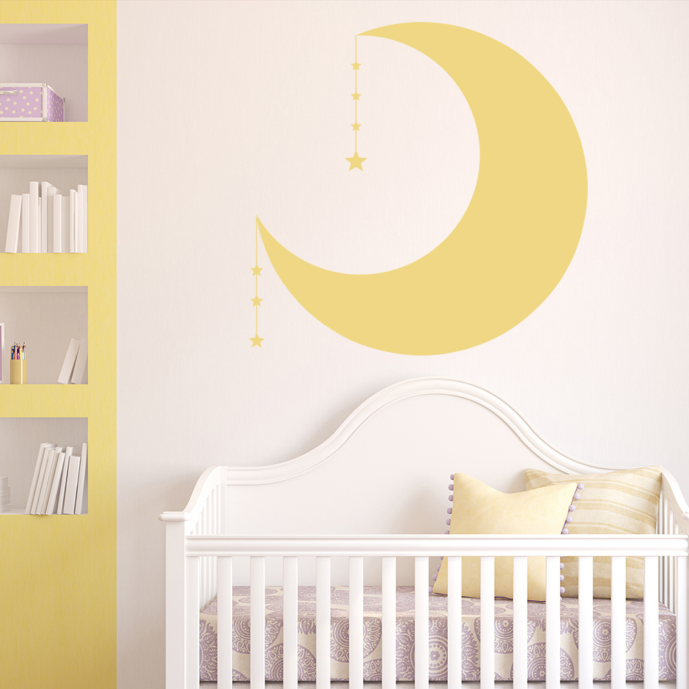Moon Hanging Stars Wall Sticker
