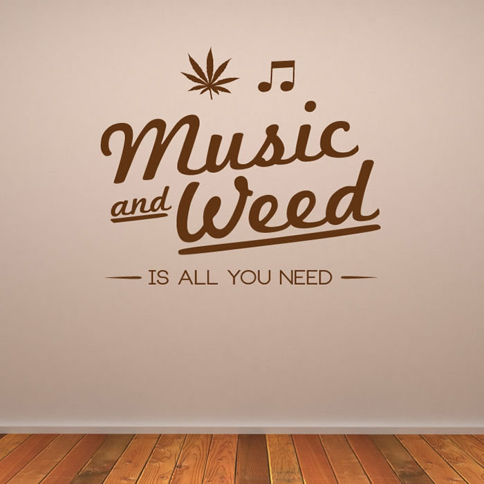Music And Weed Cannabis Wall Sticker