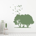 Oak Ash Trees Birds Wall Sticker