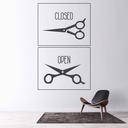 Open & Closed Salon Logo Wall Sticker