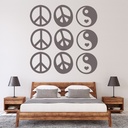 Peace Symbols Yin And Yang Wall Sticker Set
