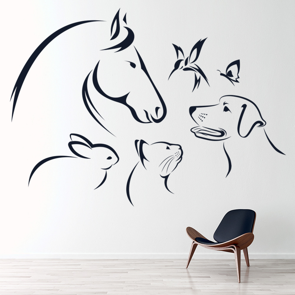 Pet Animals Dog Cat Horse Wall Sticker