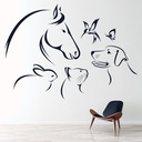 Pet Animals Dog Cat Horse Wall Sticker