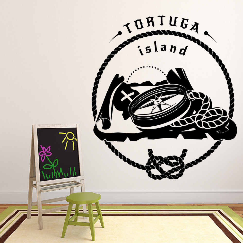 Pirate Map Compass, Tortuga Island Wall Sticker