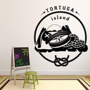 Pirate Map Compass, Tortuga Island Wall Sticker