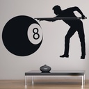 Pool Player Black 8 Ball Wall Sticker