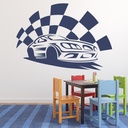 Race Car Chequered Flag Wall Sticker