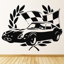 Race Car Flag Transport Wall Sticker