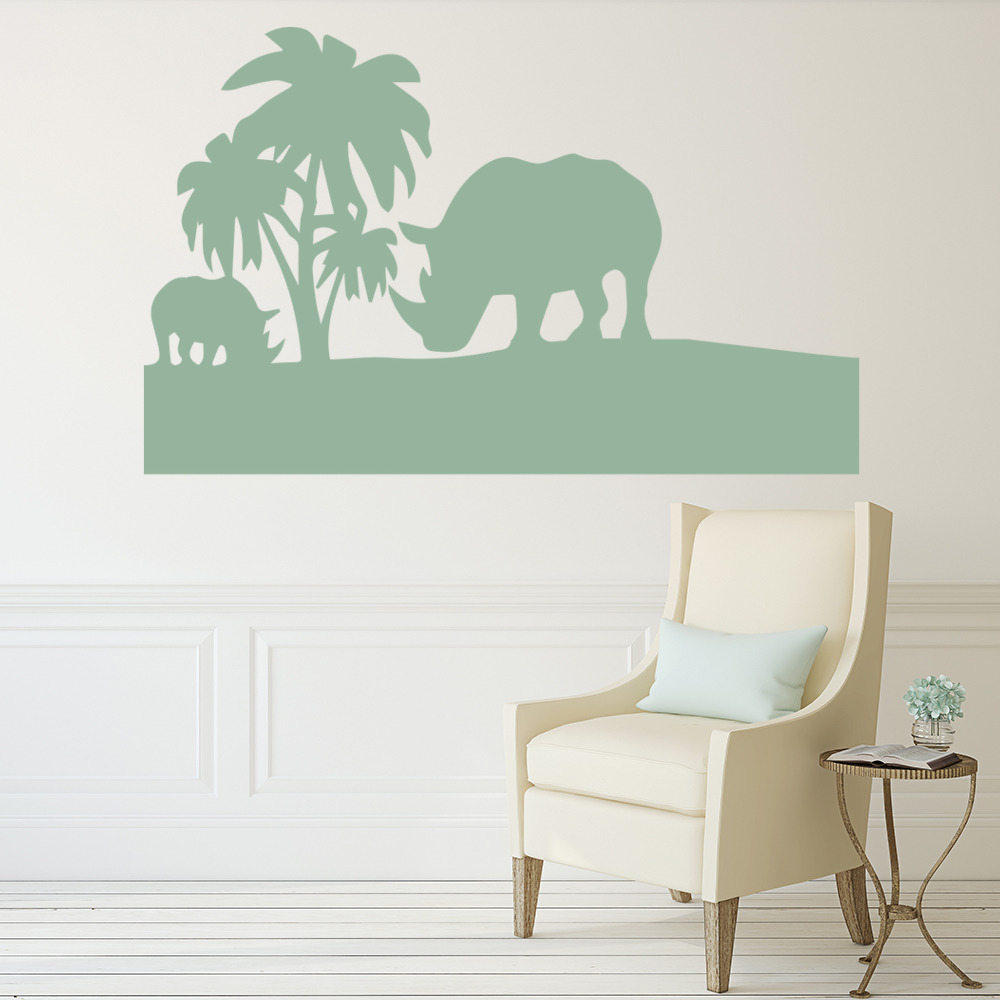 Rhino Safari Landscape Wall Sticker