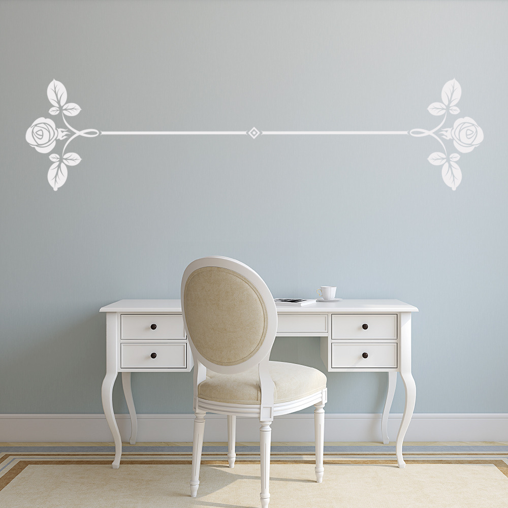 Rose Banner Floral Headboard Wall Sticker