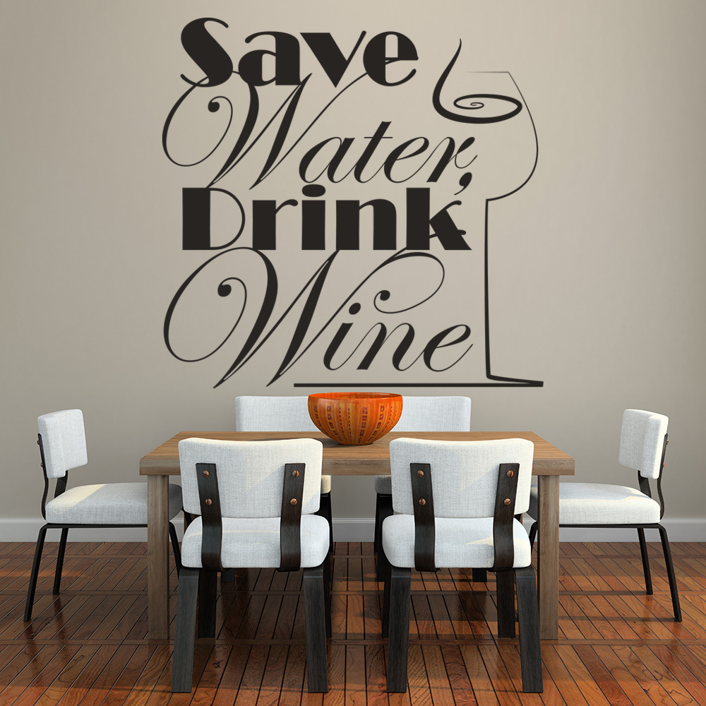 Save Water Wine Kitchen Quote Wall Sticker