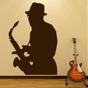 Saxophone Player Jazz Music Wall Sticker - Mod4