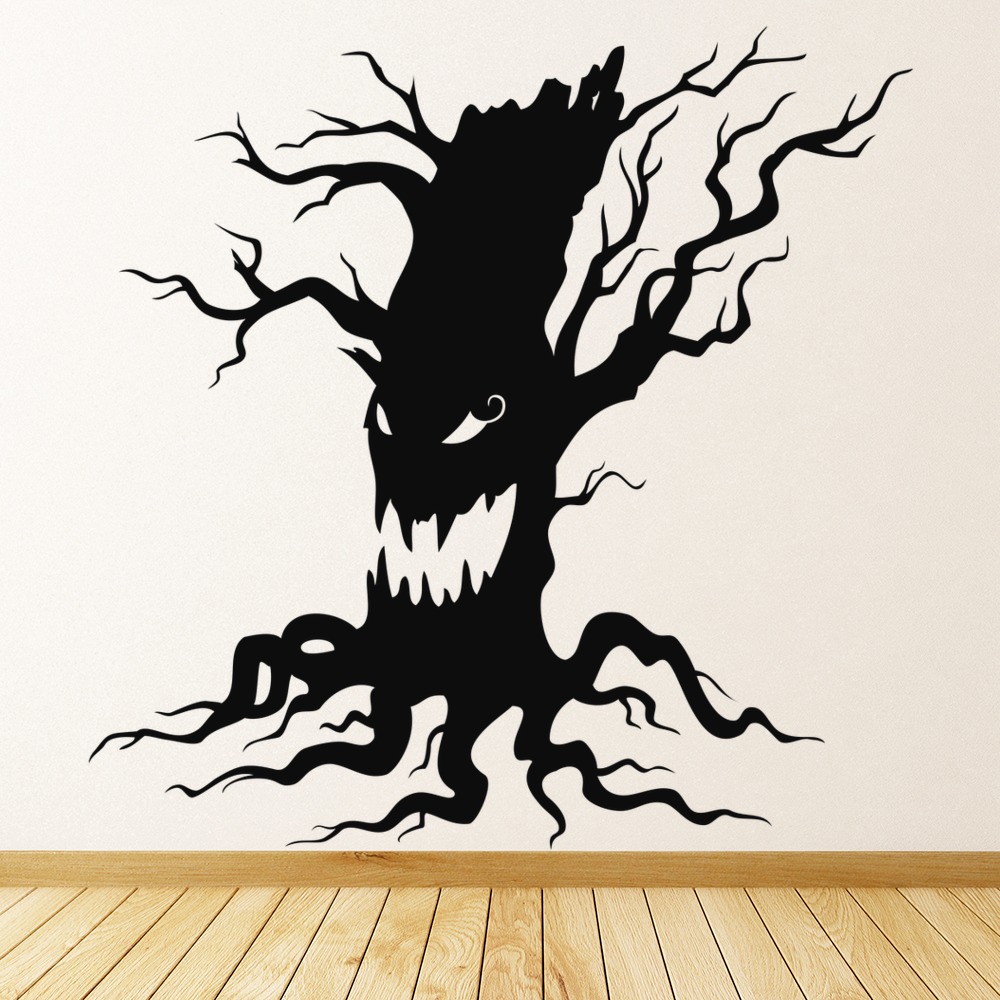 Scary Tree Halloween Wall Sticker - Mod2
