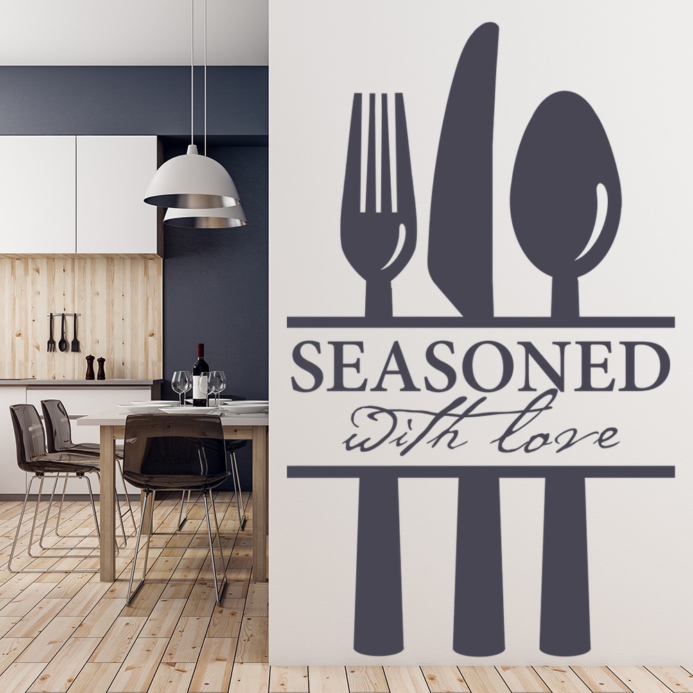Seasoned With Love Kitchen Quote Wall Sticker - Mod9