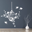 Single Bird Cage Bird Decor Wall Sticker