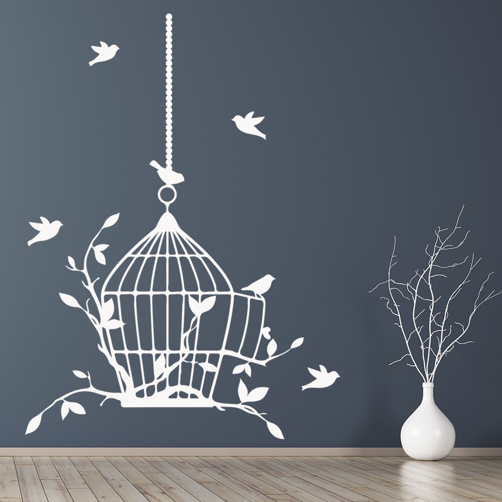 Single Bird Cage Decor Wall Sticker