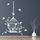 Single Bird Cage Decor Wall Sticker