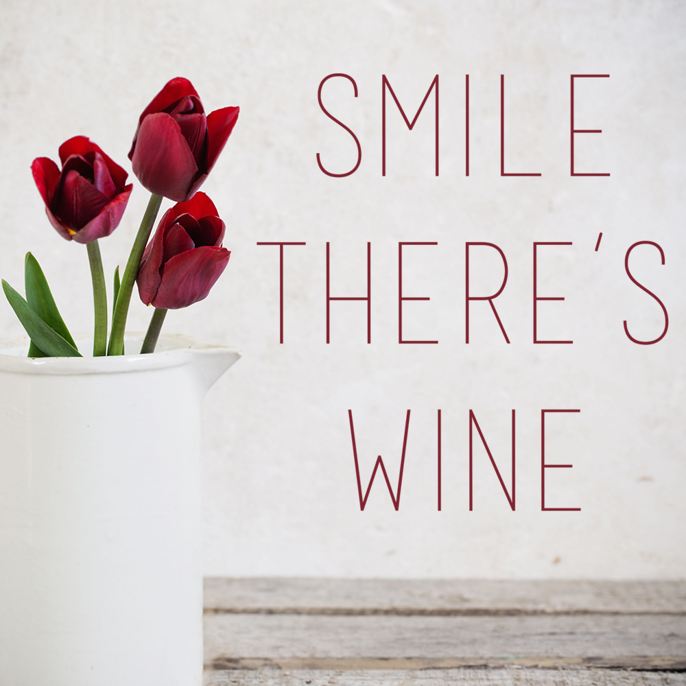 Smile There's Wine Kitchen Quote Wall Sticker - Mod1