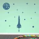 Space Rocket Stars Planets Wall Sticker Set