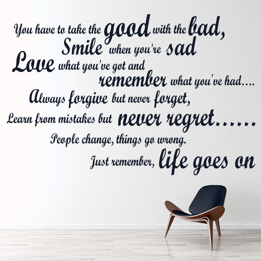 Take The Good With The Bad Inspirational Quote Wall Sticker
