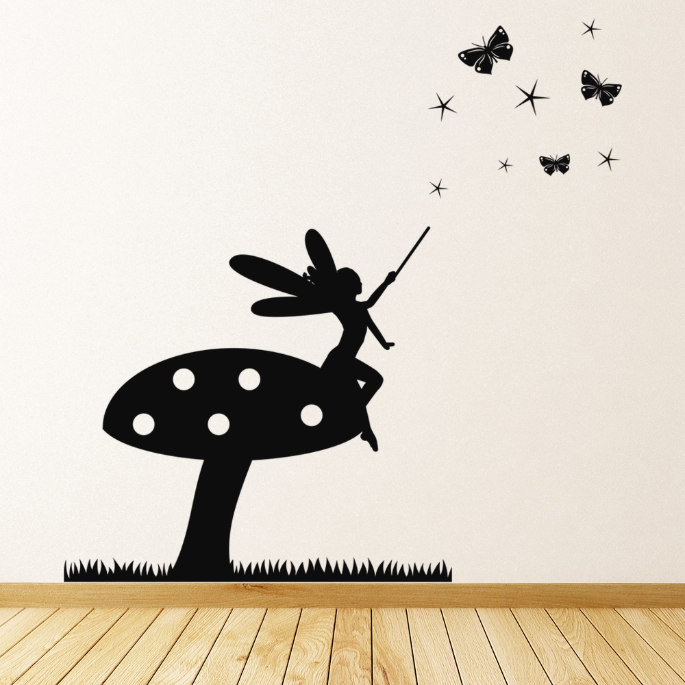 Toadstool Fairy Butterfly Stars Wall Sticker