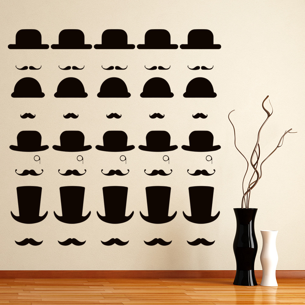 Top Hat Mustache Wall Sticker
