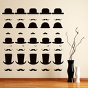 Top Hat Mustache Wall Sticker