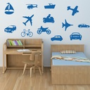 Transport Car Bike Plane Boat Wall Sticker Set