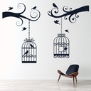 Tree Branch Bird Cage Wall Sticker