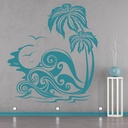 Tropical Palm Trees Beach Ocean Wall Sticker