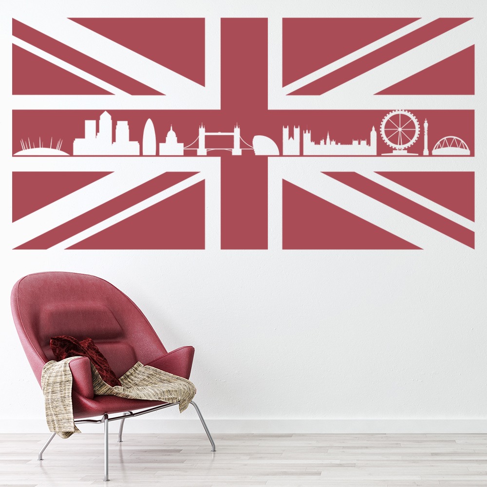 Union Jack Flag London Skyline Wall Sticker