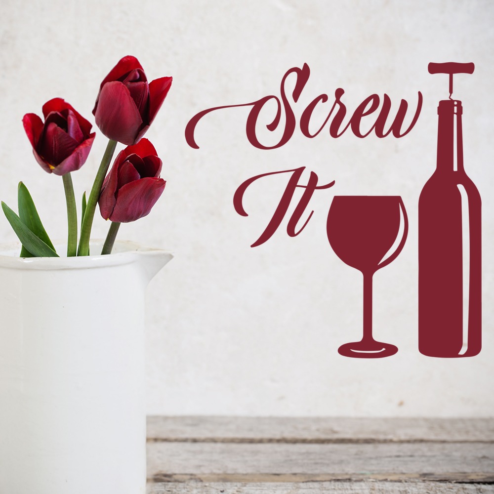 Unscrew the Wine Alcohol Wall Sticker