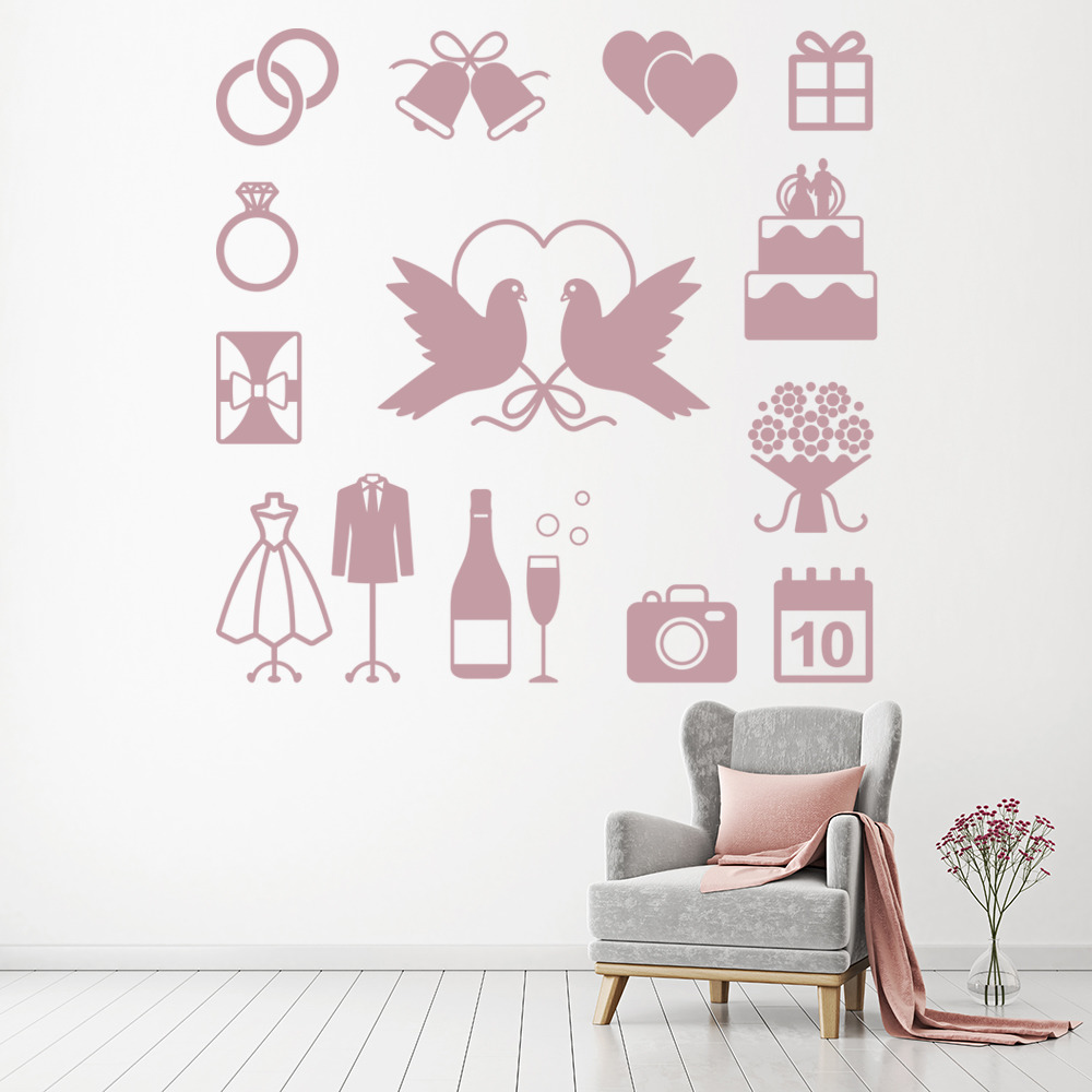 Wedding Love Engagement Wall Sticker Set