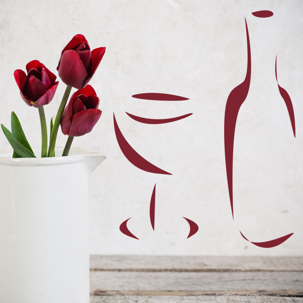 Wine Bottle Wine Glass Wall Sticker