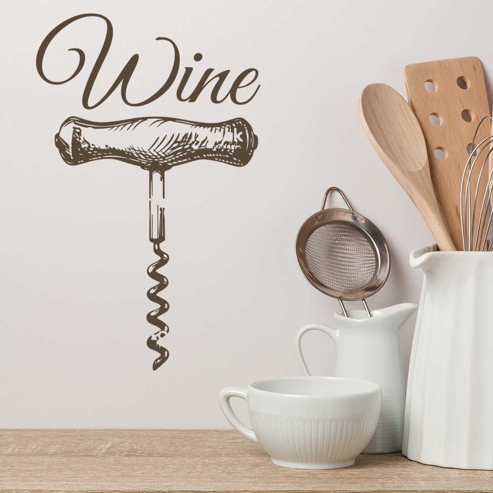 Wine Corkscrew Alcohol Wall Sticker