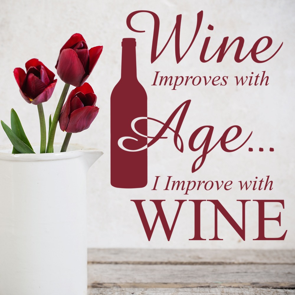 Wine Improves with Age Bar Wall Sticker