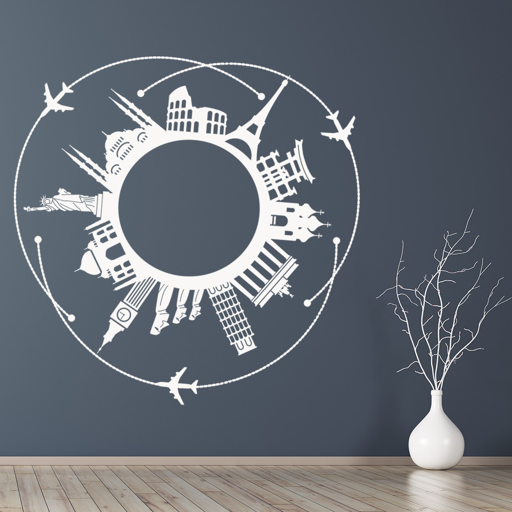 World Landmarks Paris New York Rome Wall Sticker