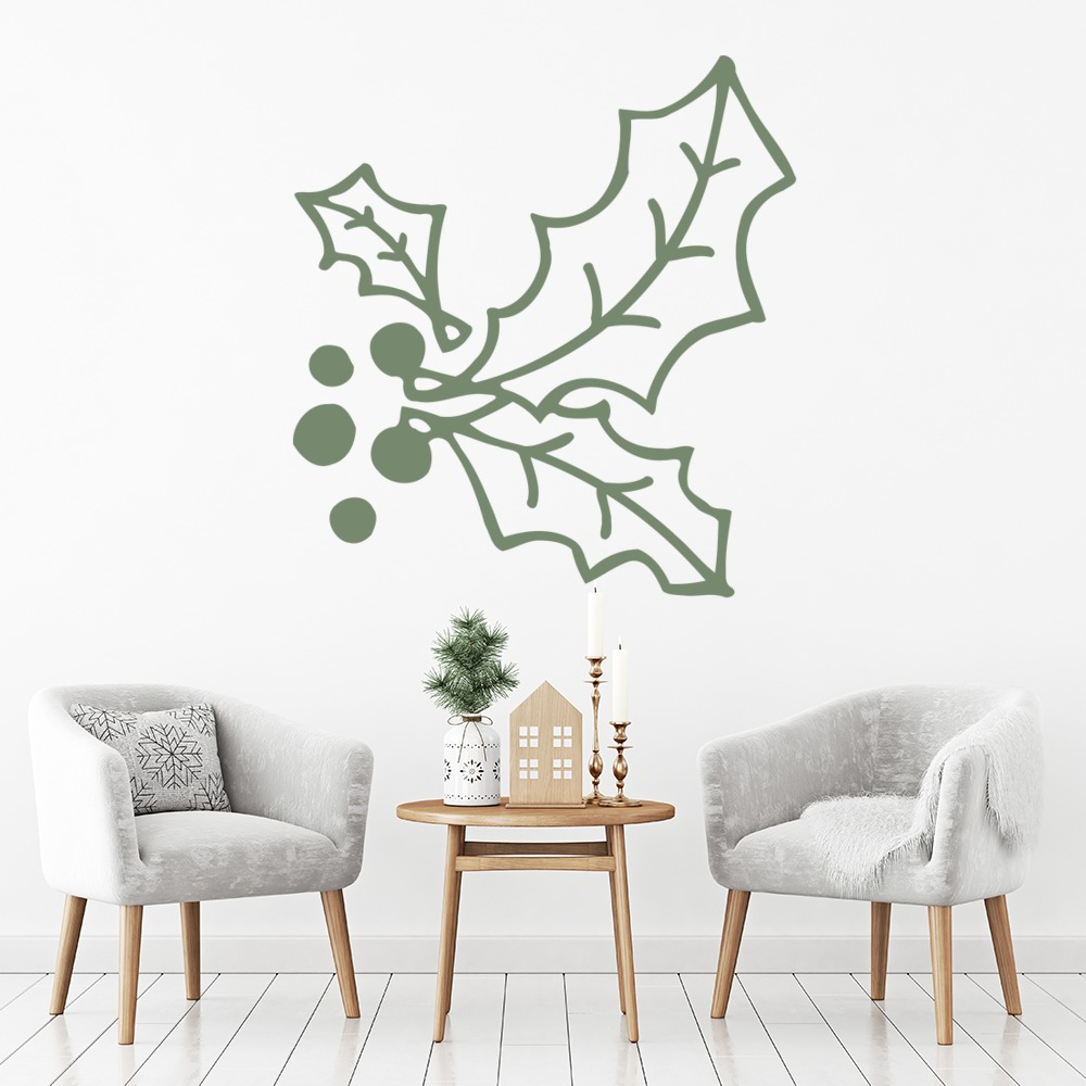 Xmas Holly Festive Christmas Wall Sticker