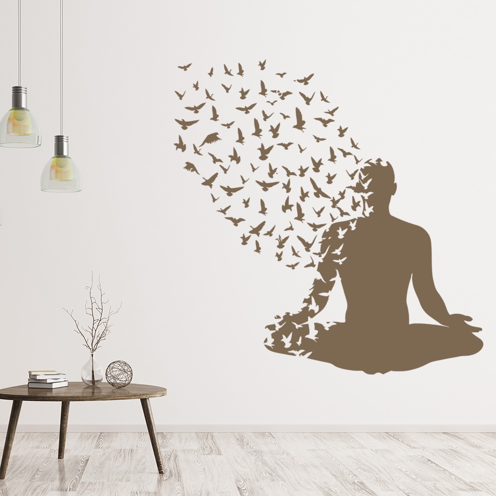 Yoga Meditation Yoga Pose Birds Wall Sticker
